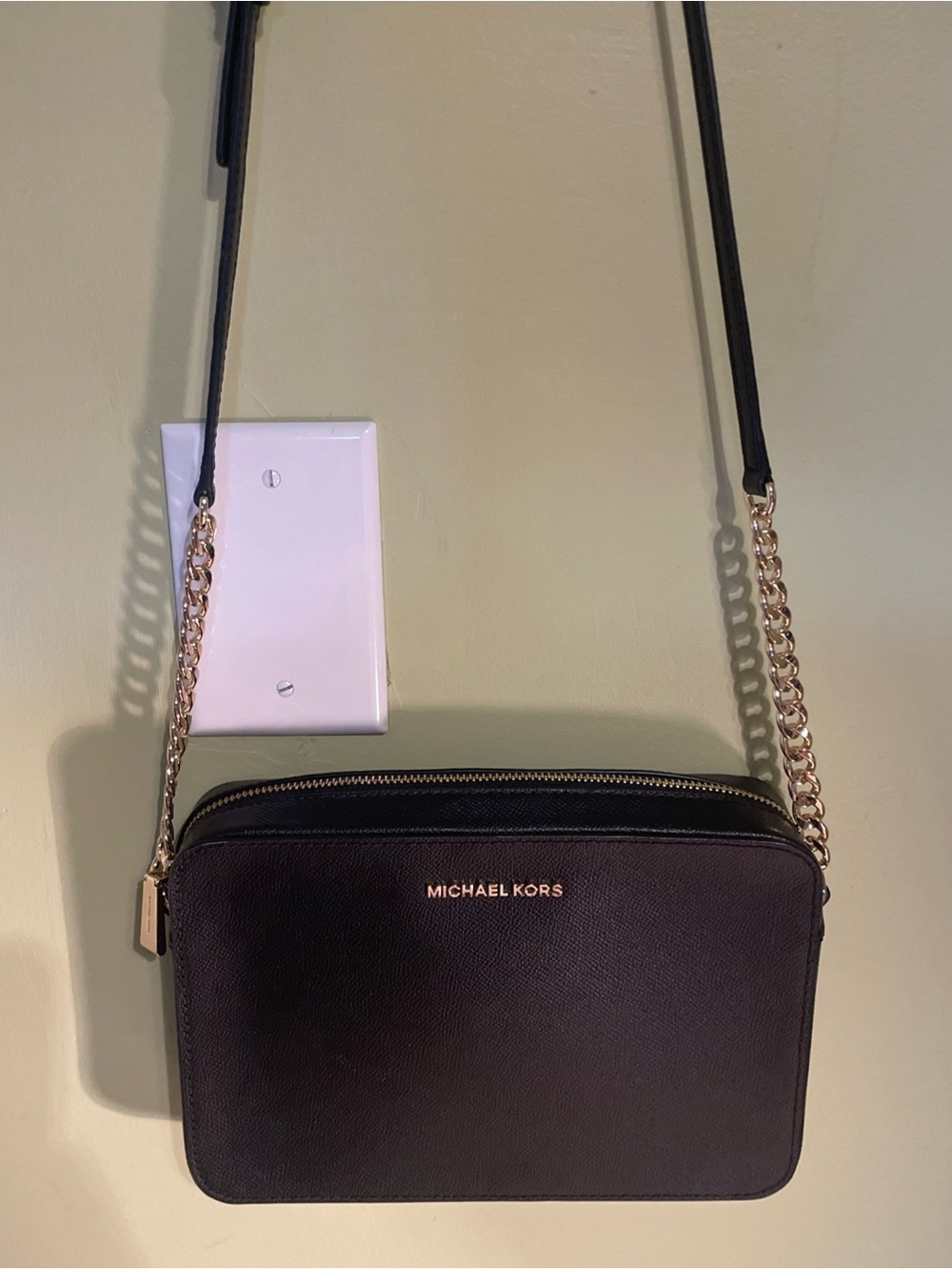 Michael Kors Black Crossbody with Gold Chain Strap